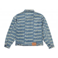 Supreme Frayed Logos Denim Trucker Jacket Blue