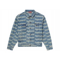 Supreme Frayed Logos Denim Trucker Jacket Blue