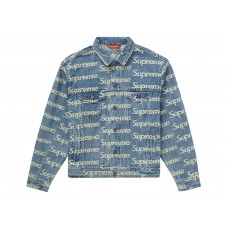 Supreme Frayed Logos Denim Trucker Jacket Blue