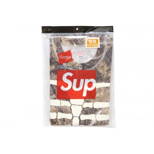 Supreme Hanes Bones Thermal Crew 1 Pack Woodland Camo