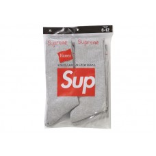Supreme Hanes Crew Socks (4 Pack) Heather Grey