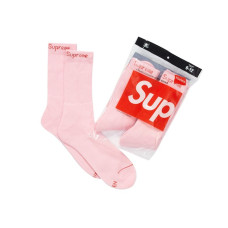 Supreme Hanes Crew Socks (4 Pack) Pink