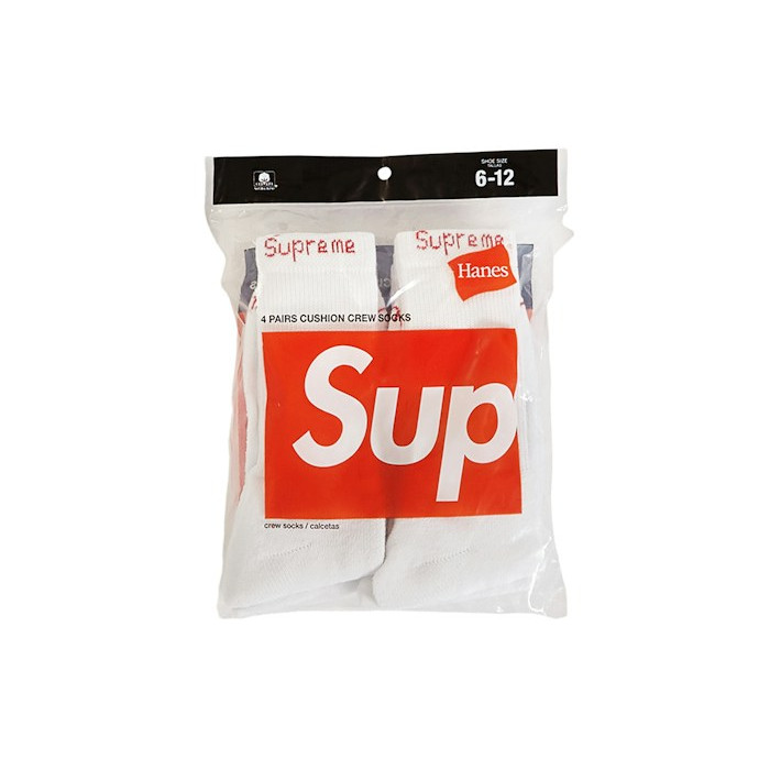 Набор носков Supreme Hanes Crew Socks (4 Pack) White Набор носков Supreme Hanes Crew Socks (4 Pack) White