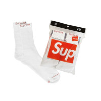 Supreme Hanes Crew Socks (4 Pack) White