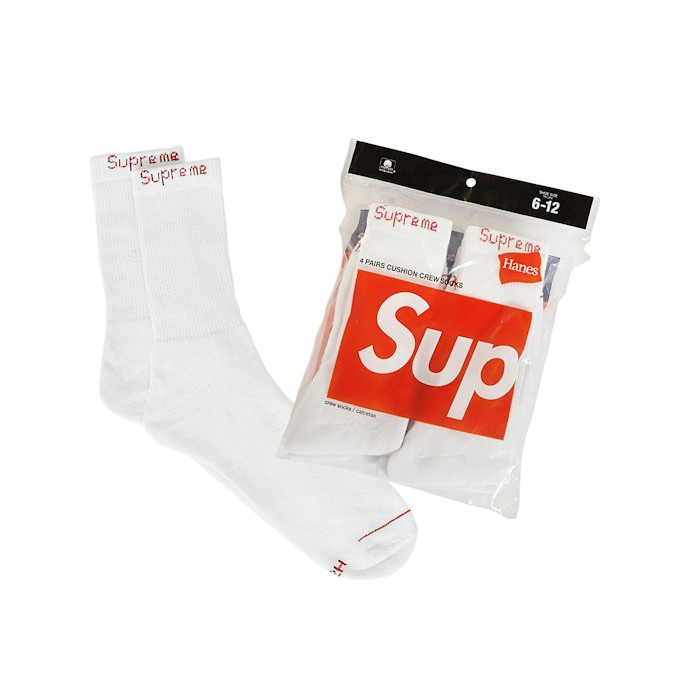 Набор носков Supreme Hanes Crew Socks (4 Pack) White Набор носков Supreme Hanes Crew Socks (4 Pack) White