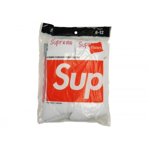Supreme x Hanes Crew Socks (4 Pack) White