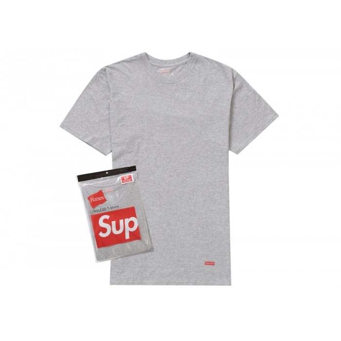 Supreme Hanes Tagless Tees 2 Pack Heather Grey