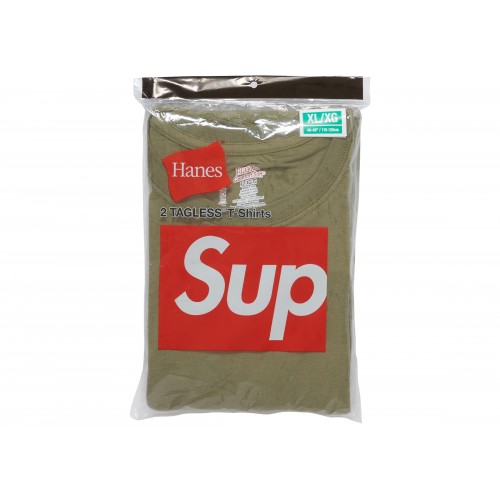 Оригинальный шмот Supreme Hanes Tagless Tees (2 Pack) Olive