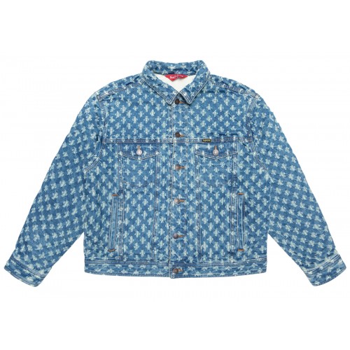 Оригинальный шмот Supreme Hole Punch Denim Trucker Jacket Blue - 70см