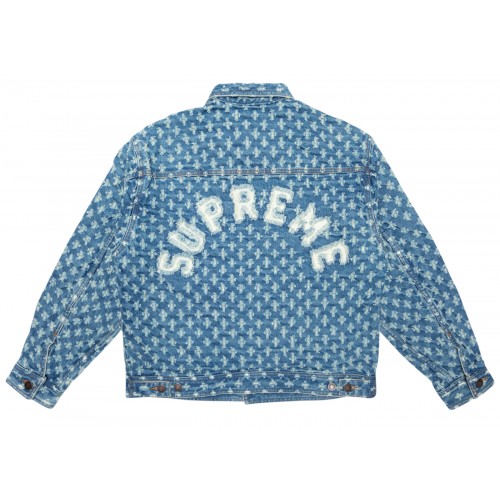 Оригинальный шмот Supreme Hole Punch Denim Trucker Jacket Blue - 70см