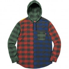 Supreme Hooded Buffalo Plaid Flannel Shirt Multicolor