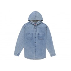 Supreme Hooded Denim Shirt Blue