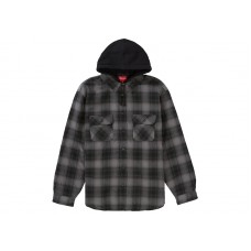 Supreme Hooded Flannel Zip Up Shirt Black