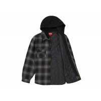 Supreme Hooded Flannel Zip Up Shirt Black