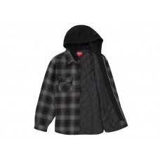 Supreme Hooded Flannel Zip Up Shirt Black
