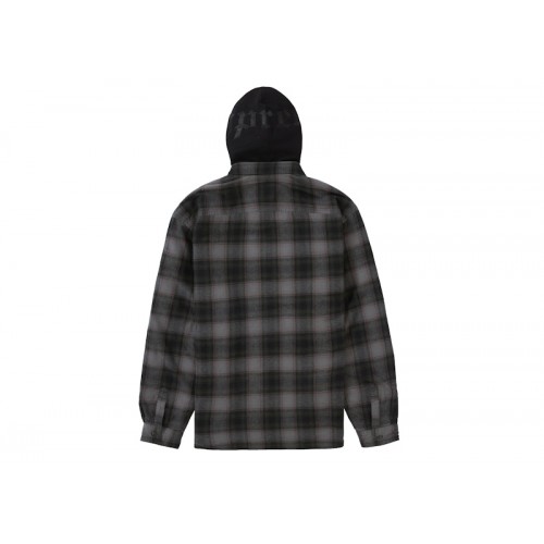 Supreme Hooded Flannel Zip Up Shirt Black