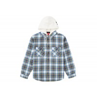 Supreme Hooded Flannel Zip Up Shirt Blue