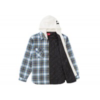 Supreme Hooded Flannel Zip Up Shirt Blue