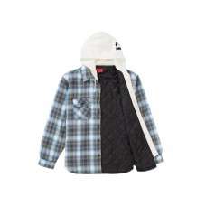 Supreme Hooded Flannel Zip Up Shirt Blue