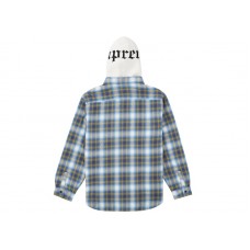 Supreme Hooded Flannel Zip Up Shirt Blue
