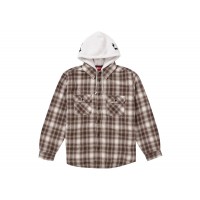 Supreme Hooded Flannel Zip Up Shirt Brown