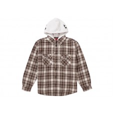 Supreme Hooded Flannel Zip Up Shirt Brown