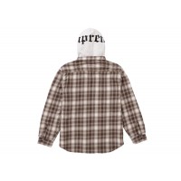 Supreme Hooded Flannel Zip Up Shirt Brown