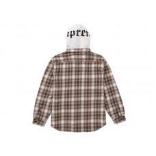 Supreme Hooded Flannel Zip Up Shirt Brown