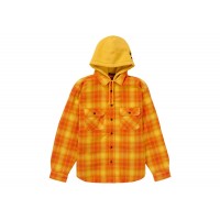 Supreme Hooded Flannel Zip Up Shirt Orange
