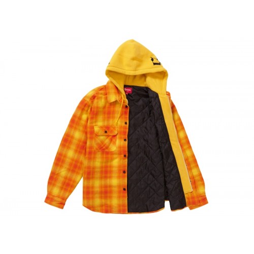 Supreme Hooded Flannel Zip Up Shirt Orange