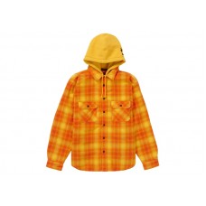 Supreme Hooded Flannel Zip Up Shirt Orange