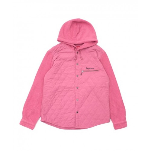 Supreme Hooded Fleece Nylon Shirt Pink