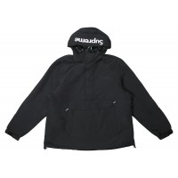 Supreme Hooded Logo Half Zip Pullover Black
