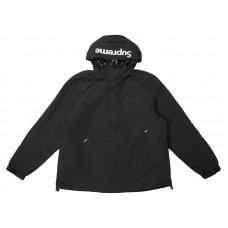 Supreme Hooded Logo Half Zip Pullover Black