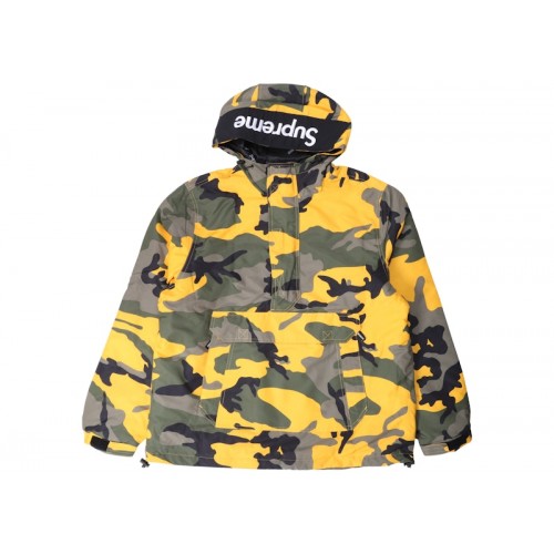 Supreme Hooded Logo Half Zip Pullover Yellow Camo