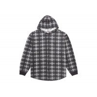 Supreme Hooded Plaid Knit Shirt Black