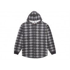 Supreme Hooded Plaid Knit Shirt Black