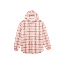 Supreme Hooded Plaid Knit Shirt Pink