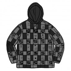 Supreme Hooded Shadow Plaid Shirt Dusty Black