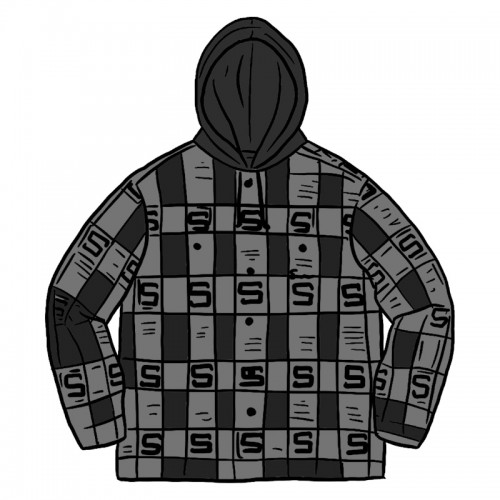 Supreme Hooded Shadow Plaid Shirt Dusty Black