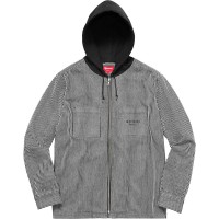 Supreme Hooded Stripe Denim Zip Up Shirt Black
