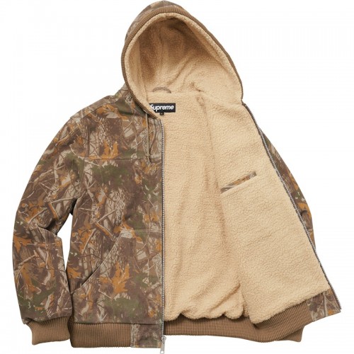 Supreme Hooded Suede Work Jacket Tree Camo