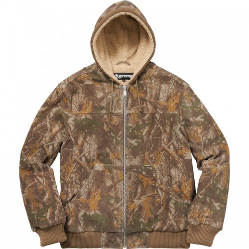 Supreme Hooded Suede Work Jacket Tree Camo