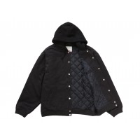 Supreme Hooded Twill Varsity Jacket Black