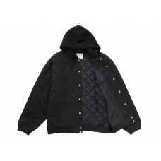 Supreme Hooded Twill Varsity Jacket Black