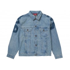 Supreme Inset Logo Denim Trucker Jacket Washed Blue