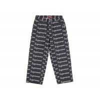 Supreme Jacquard Logos Double Knee Denim Painter Jean Rigid Indigo