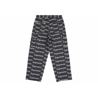 Supreme Jacquard Logos Double Knee Denim Painter Jean Rigid Indigo