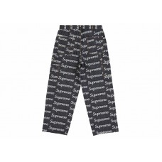 Supreme Jacquard Logos Double Knee Denim Painter Jean Rigid Indigo