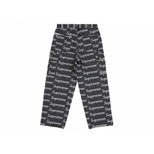 Supreme Jacquard Logos Double Knee Denim Painter Jean Rigid Indigo